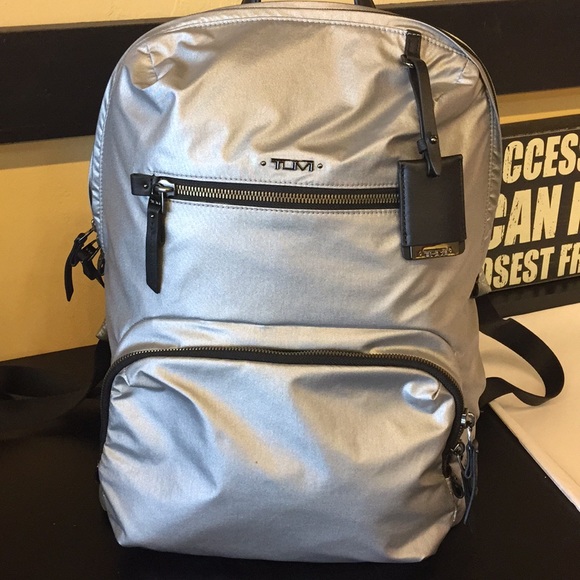 tumi silver backpack